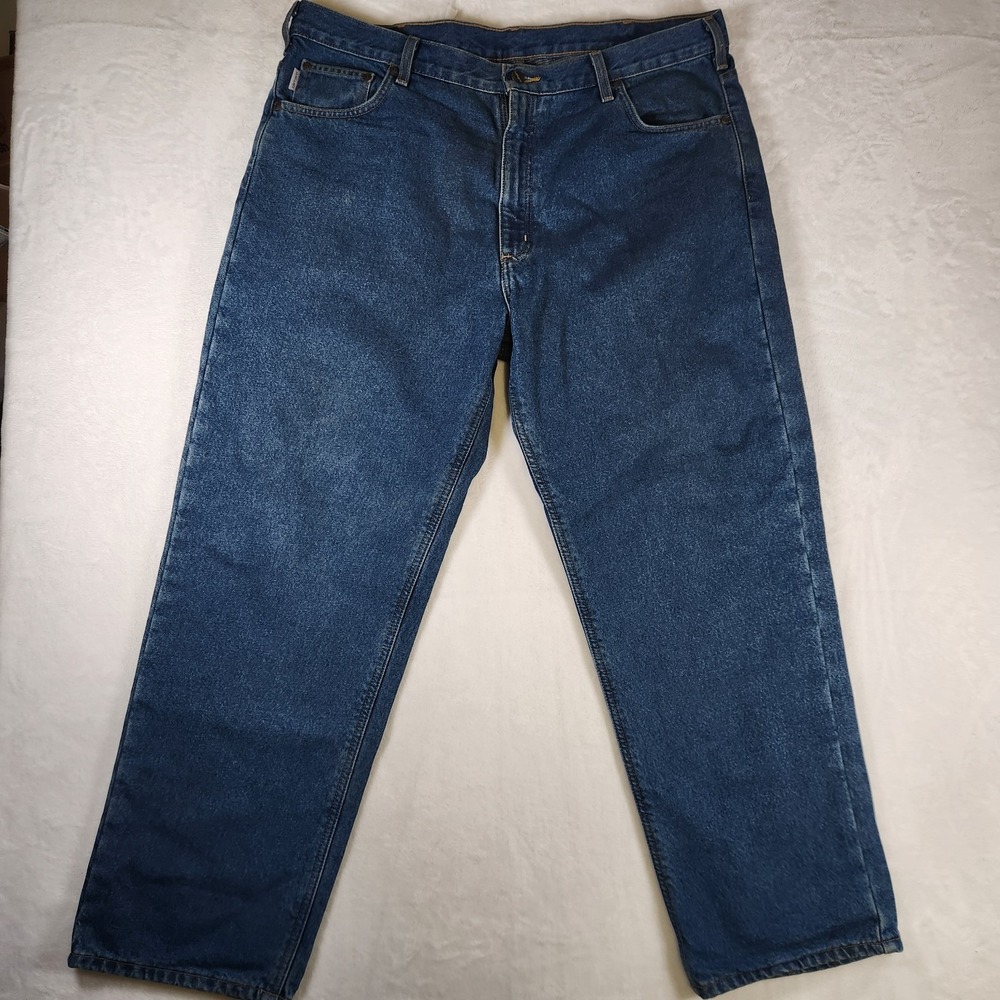 Carhartt Relaxed Fit Flannel Lined Jeans Men's 40x30 Blue Denim Winter Workwear